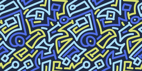 Cool Blue Geometric Spiral Maze Pattern