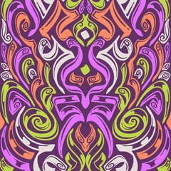 Purple Ornamental Swirl Flame Pattern Design