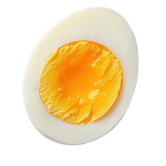 Hard-boiled egg yolk and white closeup healthy breakfast food isolated on a transparent background