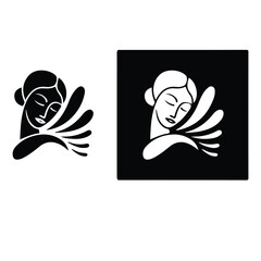 Minimal woman portrait with shoulder wing.