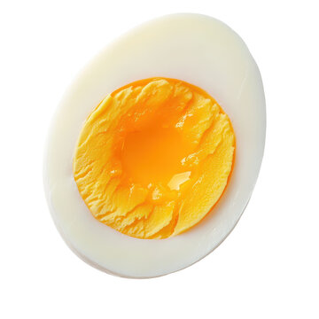Hard-boiled egg yolk and white closeup healthy breakfast food isolated on a transparent background