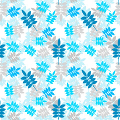 Mountain ash leaves are blue retro in the style of the sixties 