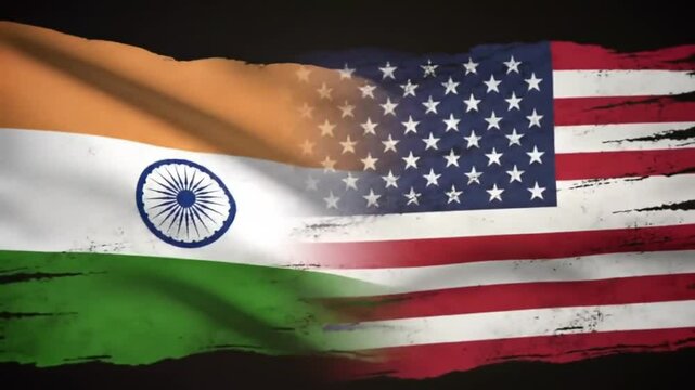 Illustration of the flags of the United States and India