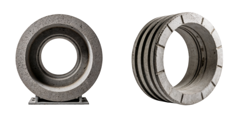 Concrete manhole ring and cylindrical concrete form in industrial style  