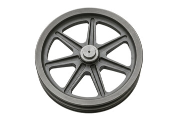 Obraz premium Metal Pulley Wheel with Spokes Isolated on Black