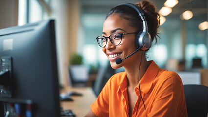 Happy Customer Service Representative Providing Excellent Support
