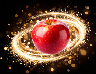 red apple on a dark background
