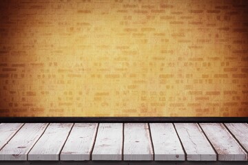 Hardwood floor against yellow wall