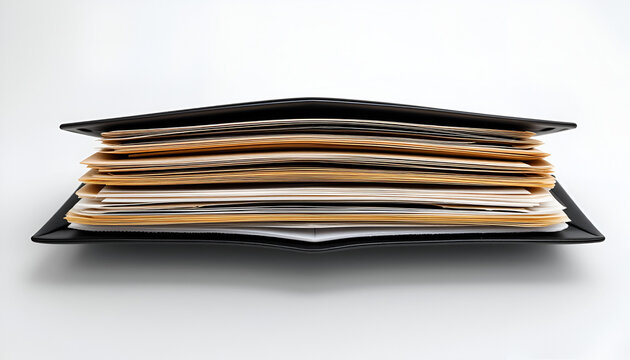 Open red binder with torn paper textures on left side and red-painted sheet on right section.