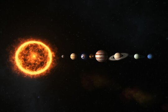Naklejki Digital composite image of solar system