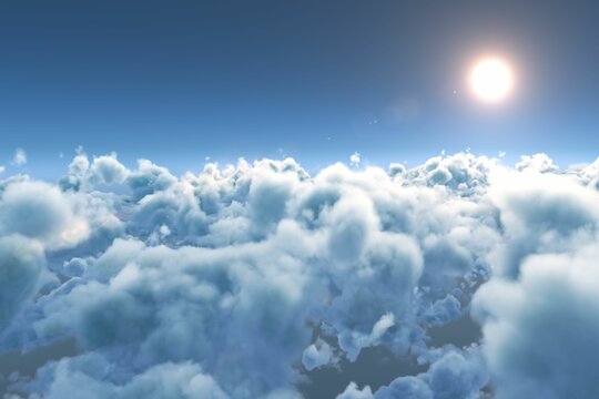 Naklejki Scenic view of sun over cloudscape during sunny day