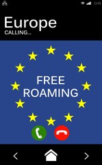 Free roaming text and European Union flag on mobile display