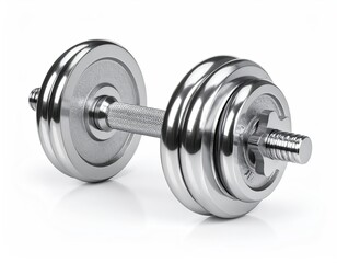 Metal Dumbbell on White Background for Fitness Training