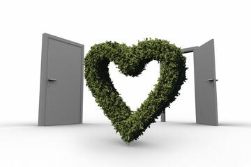 Heart shape topiary against doors