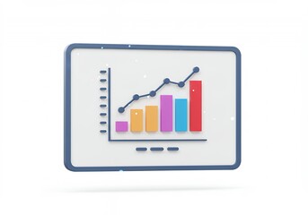 3D Render of a Tablet Displaying an Upward Trending Bar Graph