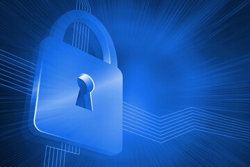 Big lock on blue background