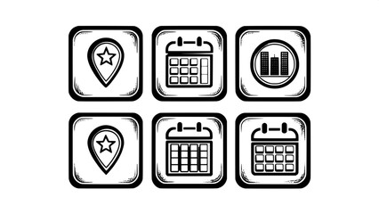 "Design travel-related line icons for a hotel booking platform: location pin, star rating, price tag, availability calendar, and filter options."



