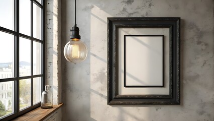 Old wooden window and door frames decorate the vintage building facade, illuminated by a classic lamp