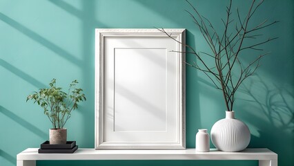 White framed house window with flowers, a beautiful view into the room