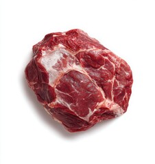 Fototapeta premium raw meat cubes top view on white background