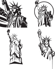 4th july american independence day silhouette vector set