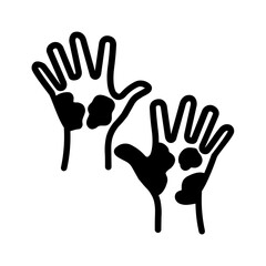 Vector solid black icon for Colorful hands