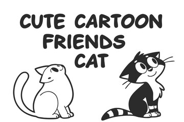 Cute cartoon cat friends in a simple sans serif font style