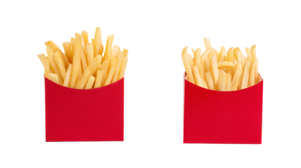 a couple of red boxes filled with french fries