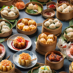 Digital Collage Art Featuring Traditional Dim Sum Cuisine