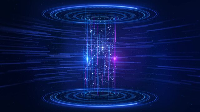 Digital Cyberspace Digital Sci-Fi Deep cyber visual stage waves technology cyber lines background tech HUD hologram grid podium. Product ceremony party performance. science frame, platform news studio