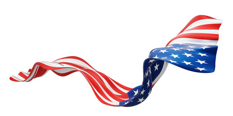 USA or American flag design on transparency background  with copy space 3D render