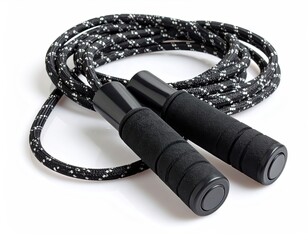 Jump Rope with Comfortable Black Handles Isolated on White