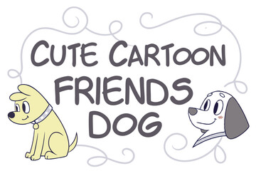 Adorable cartoon dog with cute serif font for children s designs