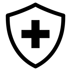 Obraz premium Black Shield Icon with Central Cross Symbol medical