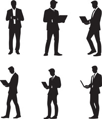 business people silhouettes, silhouette, people, business, vector, woman, businessman, men, illustration, group, team, person, suit, walking, silhouettes, work, black, set, outline, success, businessw