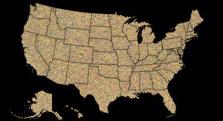 Vibrant Mosaic Map of the United States, a dazzling display of colorful detail.
