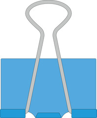 Modern flat vector of blue office binder clip – scalable and outlined design perfect for templates, infographics, and school document presentations