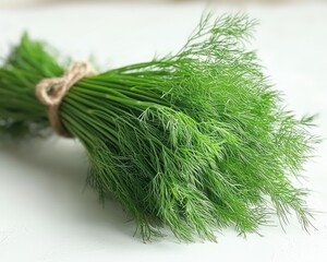 Fototapeta premium Close-up of fresh dill bunch tied with twine