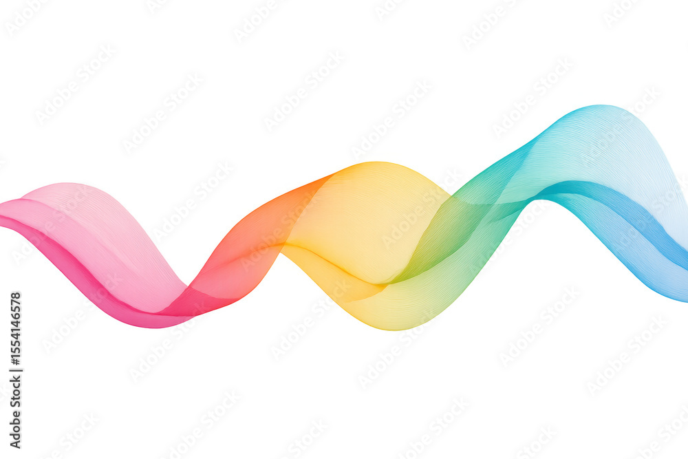 Poster smooth, vibrant wave design curving dynamically with colorful gradient patterns against transparent 