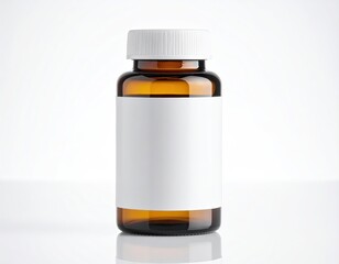 Brown Bottle With White Label Mockup on White Background