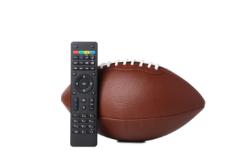 PNG, Rugby ball with remote control, isolated on white background