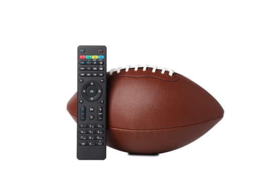 PNG, Rugby ball with remote control, isolated on white background