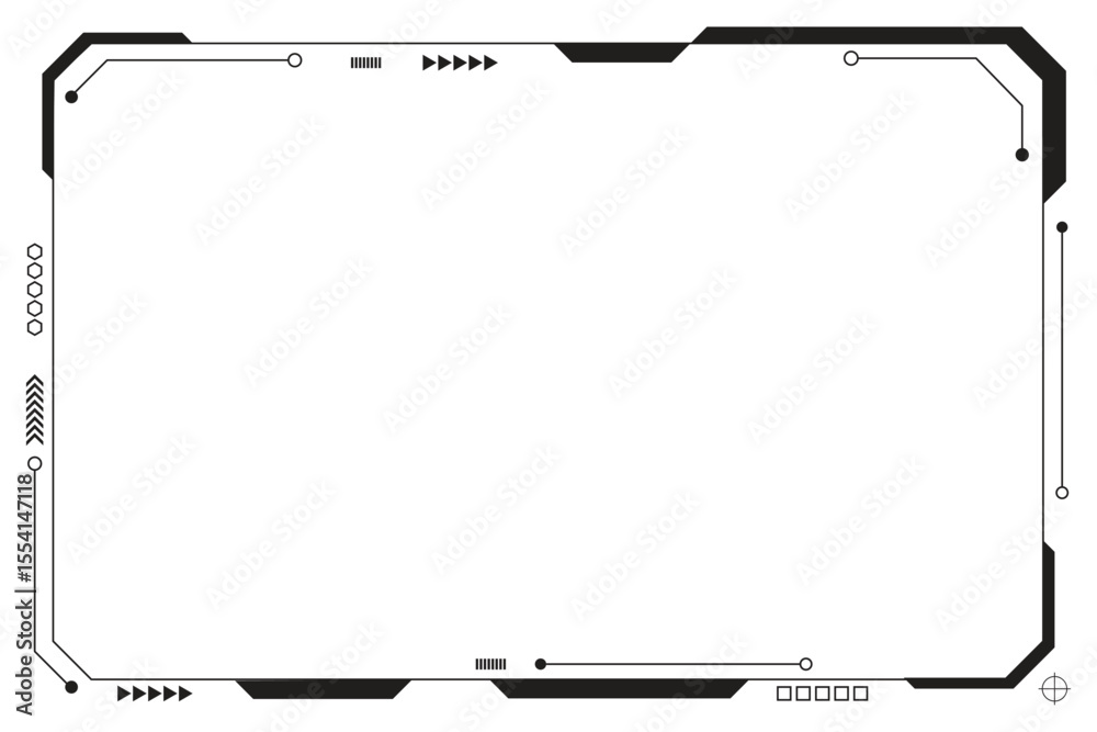 Wall mural hud frames black user interface elements design modern technology futuristic control panel screen di