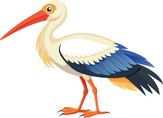 Obraz premium Stork bird silhouette vector elements, Flying stork flat icon illustration clipart.