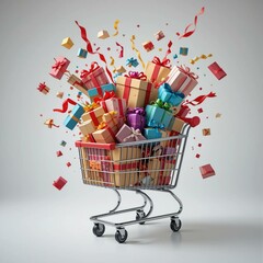 shopping cart full of gifts