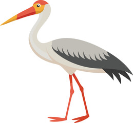 Obraz premium Stork bird silhouette vector elements, Flying stork flat icon illustration clipart.