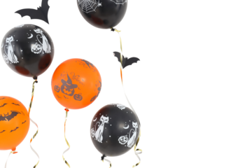 Halloween-themed colorful balloons, isolated on white, PNG