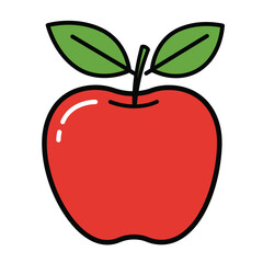 red apple with leaf