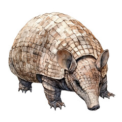 Fototapeta premium Armadillo Close Up, watercolor vector, isolated on a white background.