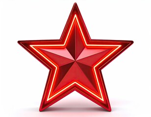 Shiny Red Star with Neon Light Border on White